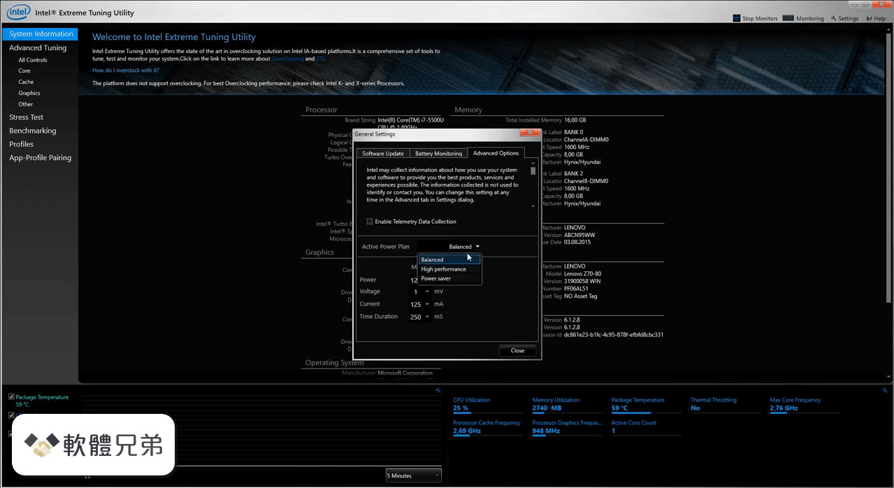 Intel Extreme Tuning Utility Screenshot 2