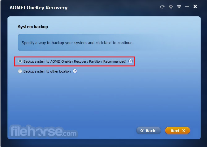 AOMEI OneKey Recovery Screenshot 2