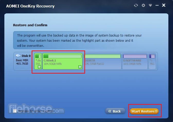 AOMEI OneKey Recovery Screenshot 5
