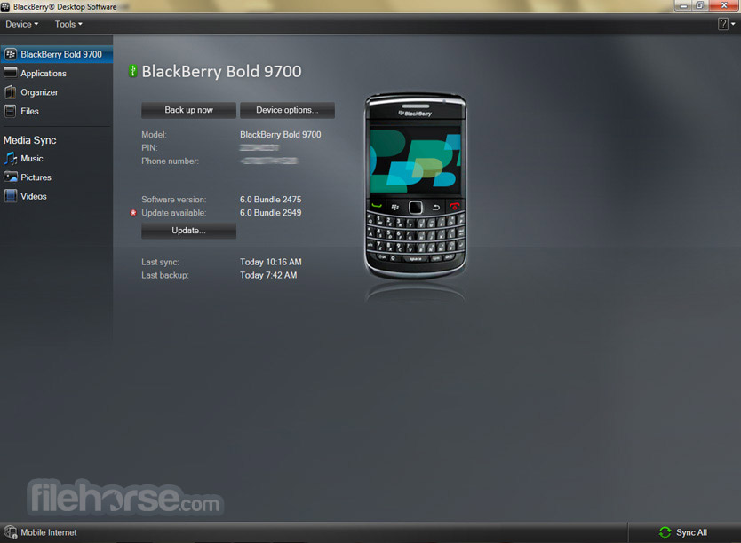 BlackBerry Desktop Software Screenshot 1