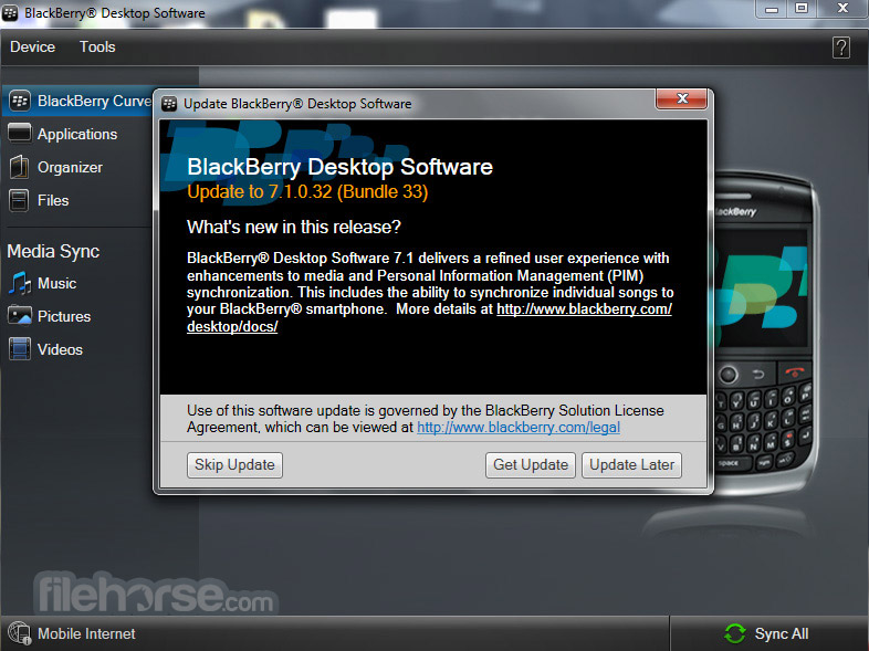 BlackBerry Desktop Software Screenshot 2