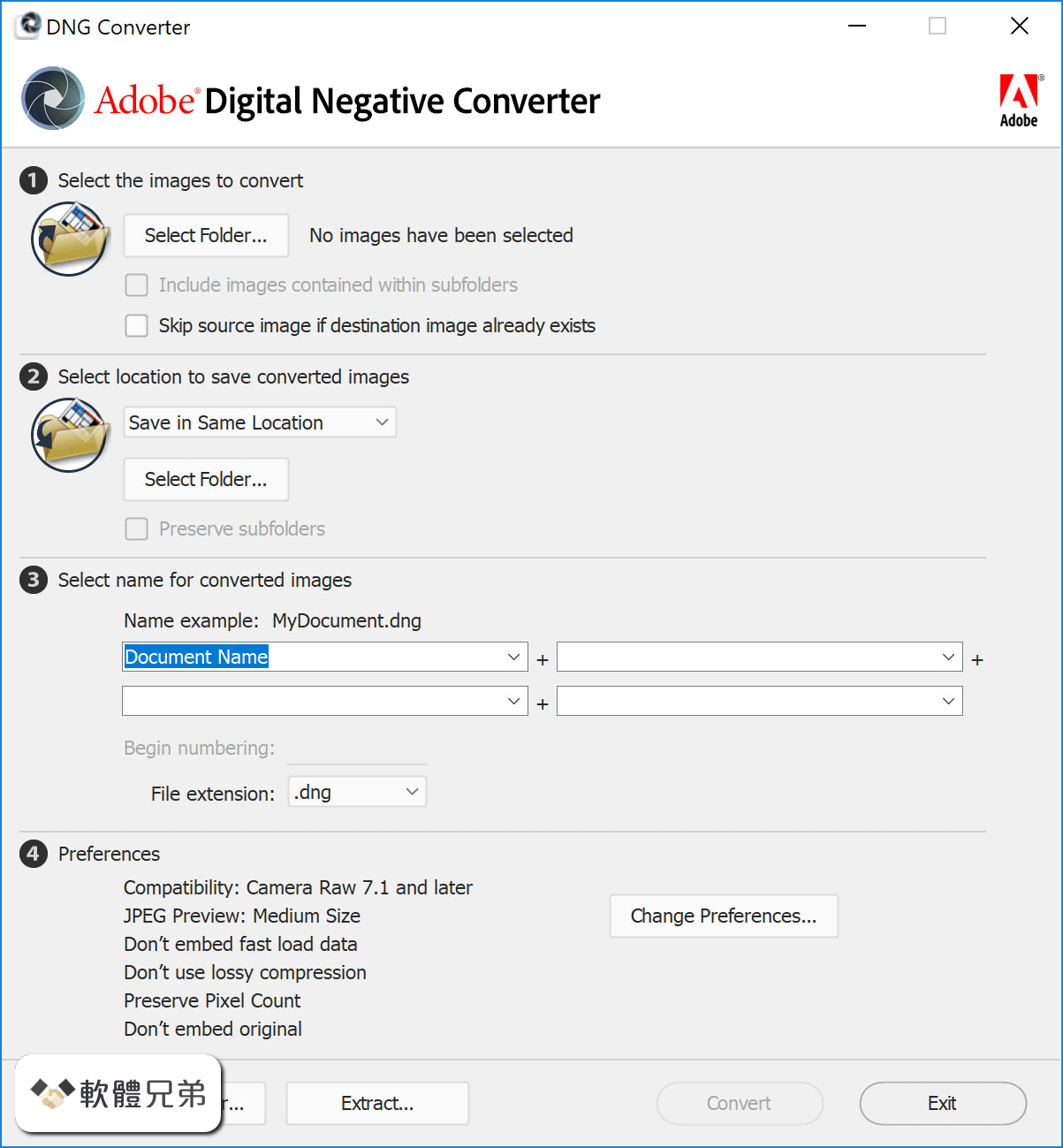 Adobe DNG Converter Screenshot 1